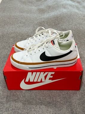 Nike women’s/Men’s White Court Legacy Sneakers with Black Swoosh
